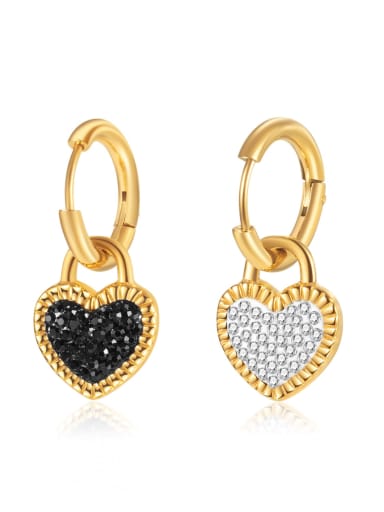 775 gold plated earrings Titanium Steel Cubic Zirconia Heart Minimalist Huggie Earring