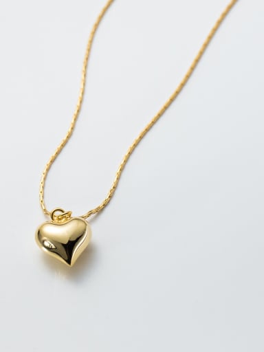 Gold 925 Sterling Silver Heart Minimalist Necklace
