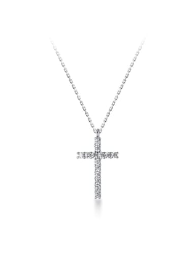 925 Sterling Silver Rhinestone Cross Minimalist Necklace