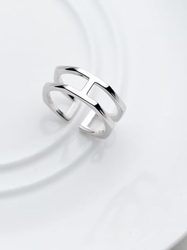 925 Sterling Silver Minimalist  Double Layer Free Size Ring