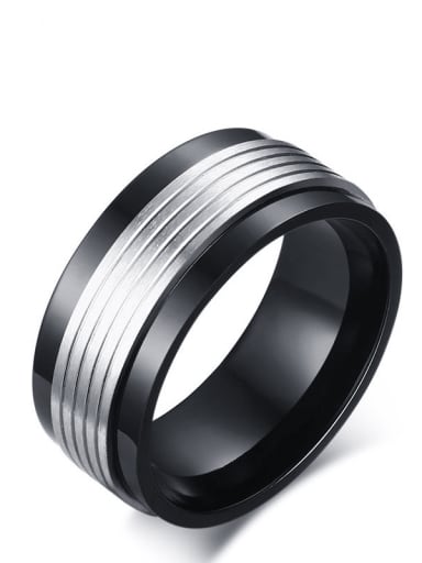 Titanium Steel Round Vintage Band Ring