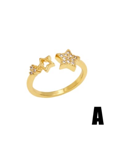 Brass Cubic Zirconia Star Vintage Band Ring