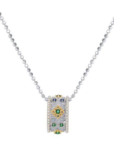 KDP1826 chain 925 Sterling Silver Cubic Zirconia Geometric Vintage Necklace