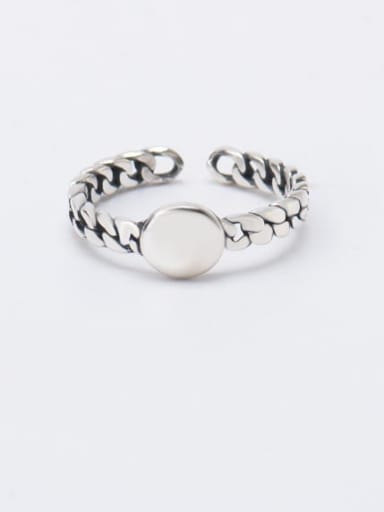 925 Sterling Silver Round Vintage Chain Band Ring