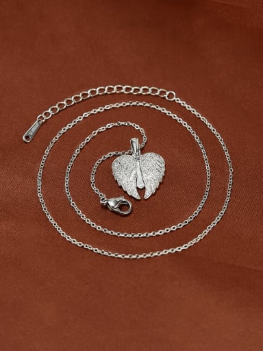 Brass Cubic Zirconia Wing Minimalist Heart Pendant Necklace