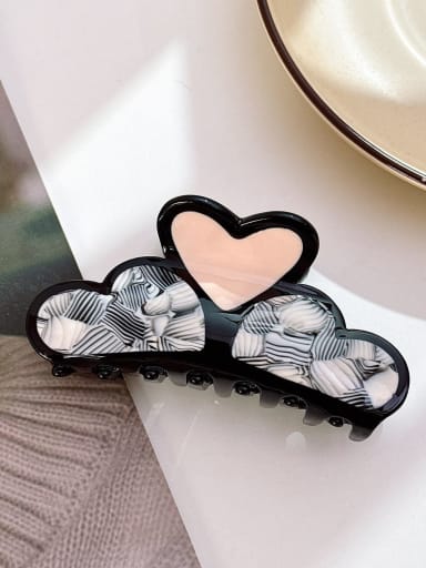 Black 9.4cm Cellulose Acetate Minimalist Heart Alloy Multi Color Jaw Hair Claw