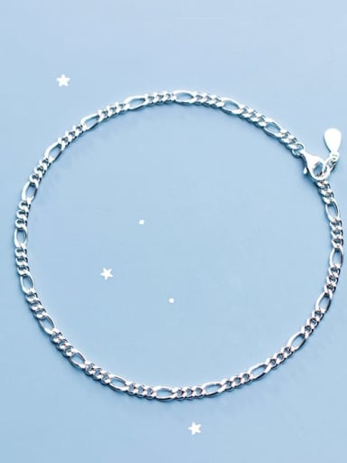 925 Sterling Silver Minimalist Fashion wave thick chain geometric bracelet