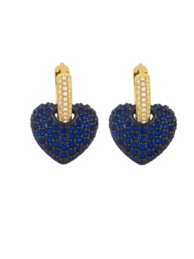 blue Brass Cubic Zirconia Heart Ethnic Stud Earring