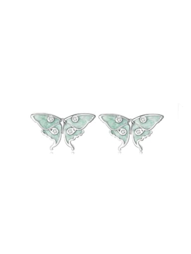 925 Sterling Silver Enamel Butterfly Minimalist Stud Earring