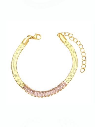 Pink Brass Cubic Zirconia Geometric Vintage Snake Bone Chain Bracelet