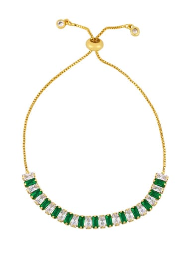 Green white Brass Cubic Zirconia Geometric Vintage Adjustable Bracelet
