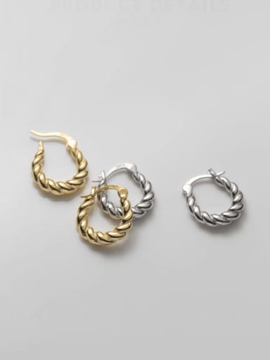 925 Sterling Silver Twist Geometric Minimalist Hoop Earring