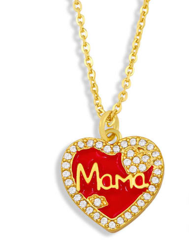 Red love Brass Enamel Heart Vintage Necklace