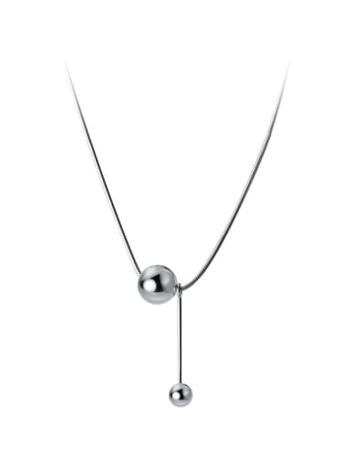 925 Sterling Silver Tassel Minimalist  Bead Pendant Necklace