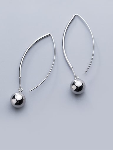 925 Sterling Silver Imitation Pearl Geometric Minimalist Threader Earring