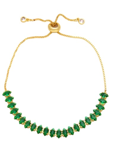 green Brass Cubic Zirconia Geometric Minimalist Adjustable Bracelet