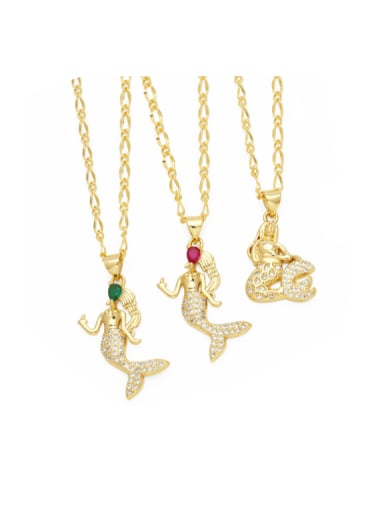 custom Brass Cubic Zirconia Mermaid Trend Necklace