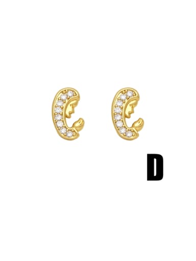 D Brass Cubic Zirconia Star Dainty Stud Earring