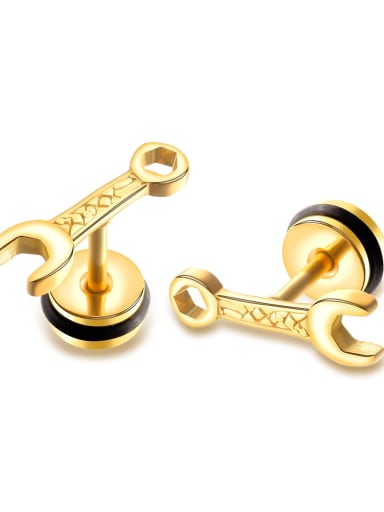 490 gold Titanium Irregular Minimalist Stud Earring