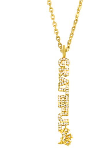 D(GRATEFUL) Brass Cubic Zirconia Letter Vintage Necklace