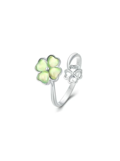925 Sterling Silver Cubic Zirconia Clover Dainty Band Ring