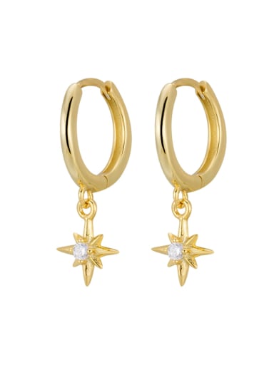 Gold 925 Sterling Silver Cubic Zirconia Star Trend Huggie Earring
