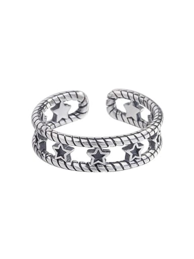 925 Sterling Silver Hollow Star Vintage Midi Ring
