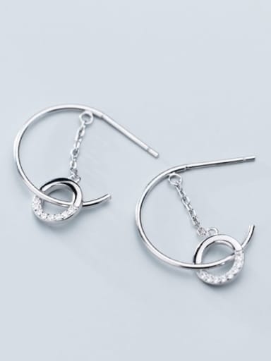 925 sterling silver cubic zirconia  round minimalist hook earring