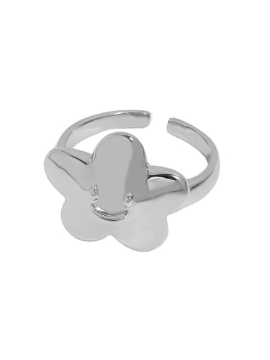 925 Sterling Silver Smotth  Flower Minimalist Band Ring