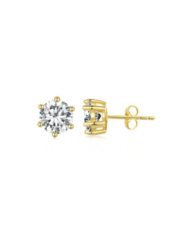 Golden conventional ear plug 925 Sterling Silver Cubic Zirconia Hexagon Dainty Stud Earring