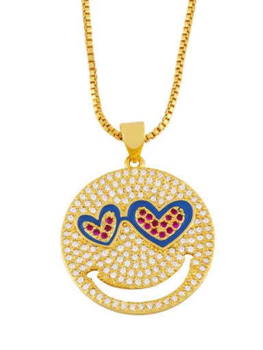 blue Brass Cubic Zirconia Heart Minimalist Necklace