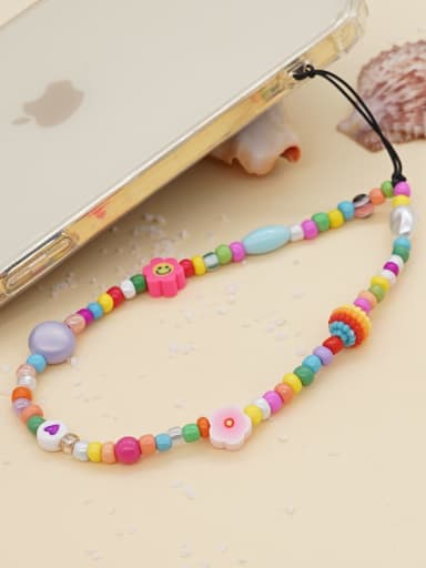 custom Imitation Pearl Multi Color Polymer Clay Flower Bohemia Mobile Phone Accessories