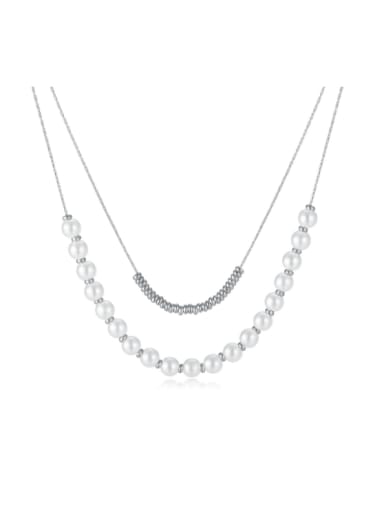 Stainless steel Imitation Pearl Geometric Minimalist Multi Strand Necklace