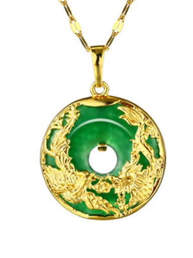 Alloy Green Round Trend Necklace