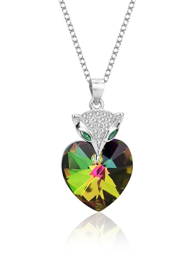 JYXZ 070 (gradient green) 925 Sterling Silver Austrian Crystal Heart Classic Necklace