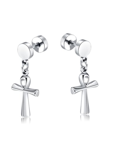 Titanium Steel Cross Minimalist Drop Earring