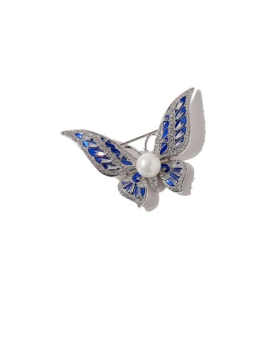 Copper Cubic Zirconia White Butterfly Dainty Brooches