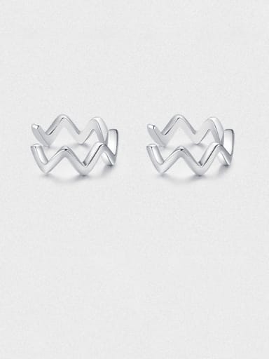 925 Sterling Silver  Minimalist Waves C shape Clip Earring