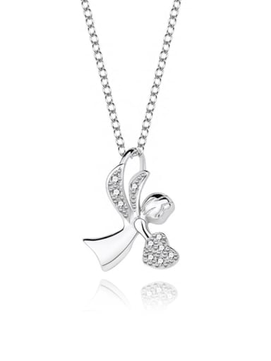 925 Sterling Silver Cubic Zirconia Angel Cute Necklace