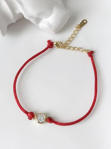 925 Sterling Silver Cubic Zirconia Red Rope  Bracelet