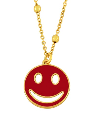 Brass Enamel Smiley Hip Hop Necklace