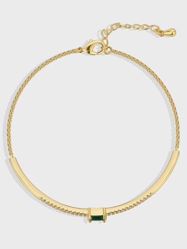 Brass Cubic Zirconia Geometric Minimalist Bracelet