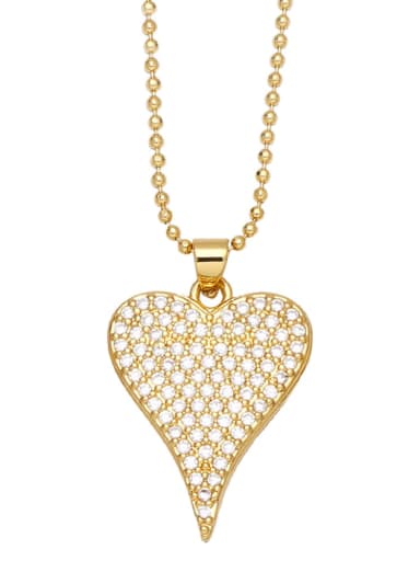 ?? Brass Cubic Zirconia Heart Vintage Necklace