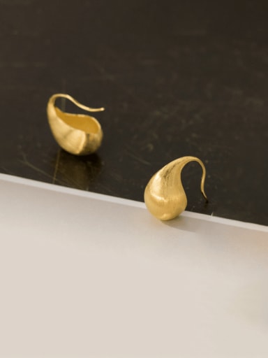 Gold 925 Sterling Silver Geometric Minimalist Hook Earring