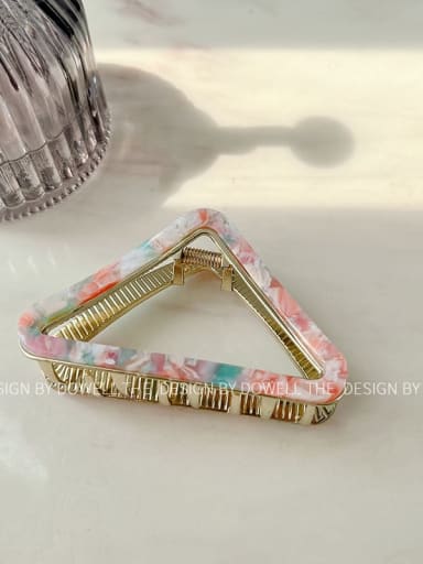 Colorful powder 8.5cm Cellulose Acetate Trend Triangle Alloy Multi Color Jaw Hair Claw