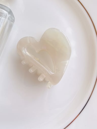 Brilliant white 4.5cm Cellulose Acetate Minimalist Heart Alloy Jaw Hair Claw