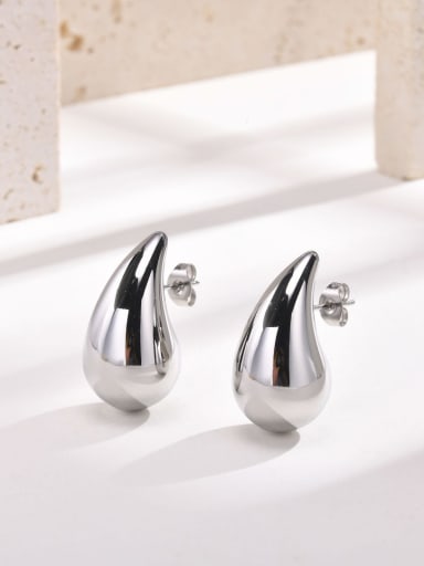 steel color Stainless steel Water Drop Minimalist Stud Earring