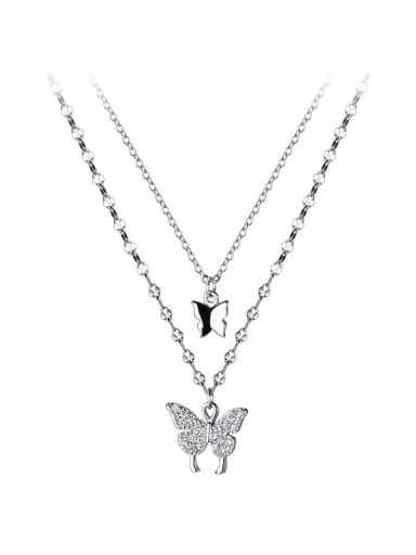 925 Sterling Silver Butterfly Minimalist Multi Strand Necklace