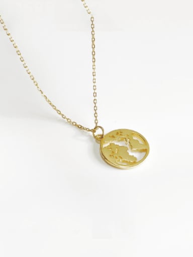 Pure silver world map gold necklace