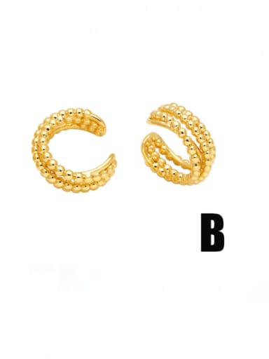 B Brass Double Layer Geometric Vintage Stud Earring